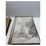 $150 2 PCS!! Large Vintage Framed Neutral Landscape Wall Art for Living Rooms, 2 Piece Retro Big Tree Sketch Botanical Forest Antique Canvas Artwork Set, Rustic Nature Wabi Sabi Art Prints for Hallway