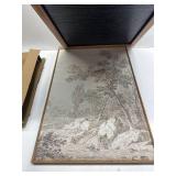 $150 2 PCS!! Large Vintage Framed Neutral Landscape Wall Art for Living Rooms, 2 Piece Retro Big Tree Sketch Botanical Forest Antique Canvas Artwork Set, Rustic Nature Wabi Sabi Art Prints for Hallway