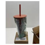 2 PACK! Starbucks 2024 Terracotta Brown Recycled Triangle Glass Cold Cup Limited Edition