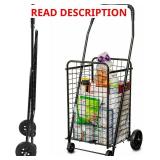 DMI Utility Cart with Wheels to be used for Shopping, Grocery, Laundry and Stair Climber Cart, Weighs 7.5 Pounds but holds up to 90 Pounds, Compact and Foldable, Black
