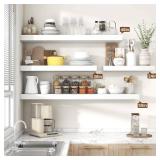 Heimlove Floating Shelves for Wall 55 Inch Long,Extra Large and Thick Wood Shelves Mounted Storage Hanging Shelf Invisible Bracket for Bedroom,Living Room,Kitchen,Office,White