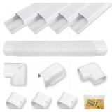 5' 17Ft PVC Decorative Line Set Cover Kit for Ductless Mini Split Air Conditioners 17FT Line Set Cover for Heat Pump System and Central AC(Total Length 17Ft), White