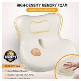 Allaboutsla Memory Foam Car Seat Cushion with Lumbar Support, L-Shaped Ergonomic Design for Long Driving, Pressure-Relief Comfort for Car, SUV, Semi Truck & Office Chair