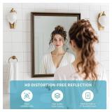 Retro Copper Effect Framed Wall Mirror, 22x30 Rectangle Mirror, Anti-desilvering Tempered Glass, Sustainable& Sturdy Frame, Farmhouse Mirror, Anti-Rust, 3min Fast Setup for Bathroom Living Room