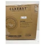$120 CLXEAST Illuminated Outdoor Clocks Waterproof 24 Inch with Smart Sensor, Large Metal Wall Clocks with Temperature and Humidity for Living Room Decor,Garden Patio,Grey Oak Finish