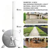 Hourleey 14' Pressure Washer Surface Cleaner, Stainless Steel Surface Cleaner with 4 Wheels for Concrete, Patio, Sidewalk, Deck, Pathway 1/4' Quick Connector, 2 Extension Wand, 4000 PSI