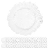 50 Pack White Charger Plates Bulk, 13' Plastic Reef Chargers for Dinner Plates, Round Charger Plate with Floral Reef Design for Dinner Wedding Party Table Setting Decoration