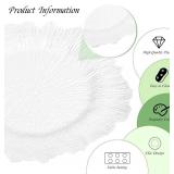 50 Pack White Charger Plates Bulk, 13' Plastic Reef Chargers for Dinner Plates, Round Charger Plate with Floral Reef Design for Dinner Wedding Party Table Setting Decoration