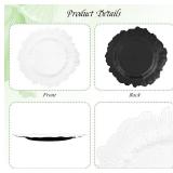 50 Pack White Charger Plates Bulk, 13' Plastic Reef Chargers for Dinner Plates, Round Charger Plate with Floral Reef Design for Dinner Wedding Party Table Setting Decoration