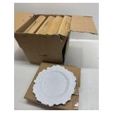 50 Pack White Charger Plates Bulk, 13' Plastic Reef Chargers for Dinner Plates, Round Charger Plate with Floral Reef Design for Dinner Wedding Party Table Setting Decoration