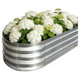 Galvanized Raised Garden Bed Outdoor, Large Raised Bed for Gardening, 4x2x1ft Metal Planter Box for Vegetables, Fruits, Flowers, Easy Assembly with Wing Nuts & Safe Rolled Design, Silver