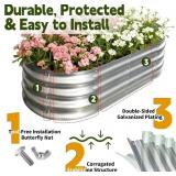Galvanized Raised Garden Bed Outdoor, Large Raised Bed for Gardening, 4x2x1ft Metal Planter Box for Vegetables, Fruits, Flowers, Easy Assembly with Wing Nuts & Safe Rolled Design, Silver