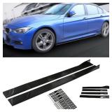 Universal Car Side Skirt Upgrade Three-Section 78.7' Car Rocker Panels Side Skirt Body Kit Extended Split Lip,2pcs,Black