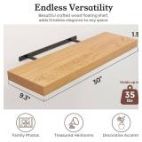 Floating Shelves for Wall, 9.3' Deep Wall Mounted Wood Shelves for Bathroom, Bedroom, Living Room, Kitchen, Hanging Shelf for Books/Storage/Room Decor (Oak, 30')