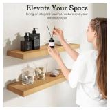 Floating Shelves for Wall, 9.3' Deep Wall Mounted Wood Shelves for Bathroom, Bedroom, Living Room, Kitchen, Hanging Shelf for Books/Storage/Room Decor (Oak, 30')