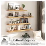 Floating Shelves for Wall, 9.3' Deep Wall Mounted Wood Shelves for Bathroom, Bedroom, Living Room, Kitchen, Hanging Shelf for Books/Storage/Room Decor (Oak, 30')