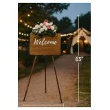 Conda 63' Wooden Tripod Artist Display Easel with Tray, A-Frame Adjustable Easel Stand for Wedding Sign, Foldable Easels for Painting Canvas, Display & Posters