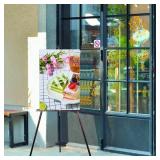 Conda 63' Wooden Tripod Artist Display Easel with Tray, A-Frame Adjustable Easel Stand for Wedding Sign, Foldable Easels for Painting Canvas, Display & Posters