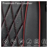 CAR PASS Piping Luxury PU Leather Two Front Car Seat Covers, Waterproof Anti Slip Seat Covers Compatible with Front Seat Armrests,Universal Fit for Suvs,Vans,Trucks,Airbag Compatible(Black and Red)