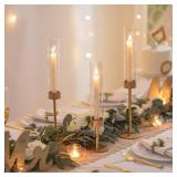 Glass Hurricane Candlestick Holders Gold - Romadedi 18 PCS Taper Candle Holder Bulk Tall Clear Glass Cylinder Table Centerpiece Wedding Decor Party Birthday Christmas Home Decorations