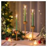 Glass Hurricane Candlestick Holders Gold - Romadedi 18 PCS Taper Candle Holder Bulk Tall Clear Glass Cylinder Table Centerpiece Wedding Decor Party Birthday Christmas Home Decorations