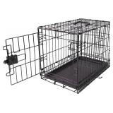 Amazon Basics Portable, Foldable Metal Wire Dog Crate with Removable Tray, Single Door, Divider Panel, Quick Setup, 30 x 19 x 21 in, Black