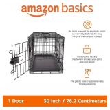 Amazon Basics Portable, Foldable Metal Wire Dog Crate with Removable Tray, Single Door, Divider Panel, Quick Setup, 30 x 19 x 21 in, Black