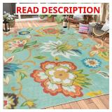 Lahome Floral Indoor Outdoor Rugs, 6x9ft Non Slip Outdoor Patio Rug for Balcony Deck, Soft Outdoor Area Rug for Camping PicnicBackyard, RV Outdoor Rugs for Living Room Dining Bedroom,Multi