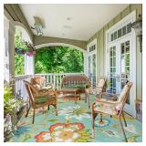Lahome Floral Indoor Outdoor Rugs, 6x9ft Non Slip Outdoor Patio Rug for Balcony Deck, Soft Outdoor Area Rug for Camping PicnicBackyard, RV Outdoor Rugs for Living Room Dining Bedroom,Multi