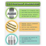 21.5 inch Long Flat Skewers for Kabobs (12 PCS),0.4' Wide 304 Stainless Steel Barbecue Kebab Skewers for Grilling with Wood Handle,Durable for BBQ Metal Kabob Skewer Sticks for Outdoor