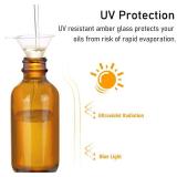 Bumobum 2 oz Dropper Bottle, Amber Glass Eye Dropper Bottles with Golden Top Cap for Essential Oils, 99 pack Tincture Bottle with Labels and Funnel