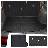Cargo Mat with Backrest Protection for 2022-2026 Jeep Grand Cherokee,TPE All Weather Protection Cargo Liner with Velcro Rear Seats Backrest car Accessories-Black