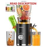 Juicer Machines, Cold Press Juicer with 5.8' Wide Feed Chute, 300W Slow Masticating Juicer for Whole Fruits & Vegetables, High Juice Yield, Easy to Clean, BPA Free Juice Extractor Machine