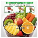 Juicer Machines, Cold Press Juicer with 5.8' Wide Feed Chute, 300W Slow Masticating Juicer for Whole Fruits & Vegetables, High Juice Yield, Easy to Clean, BPA Free Juice Extractor Machine