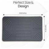Large Diatomaceous Earth Stone Dish Drying Mat - 24' x 16' Quick Dry Non-Slip Food Grade Fast Absorbent Quartz-Enhanced Rapid Water Absorbing Countertop Mat For Dish Rack