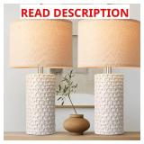 PARTPHONER 23' Modern Ceramic Table Lamp Set of 2, Table Lamps for Living Room, Rustic Farmhouse Bedside Lamps Nightstand lamp for Bedroom, White Desk Lamp for End Table Home Decor Beige