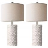 PARTPHONER 23' Modern Ceramic Table Lamp Set of 2, Table Lamps for Living Room, Rustic Farmhouse Bedside Lamps Nightstand lamp for Bedroom, White Desk Lamp for End Table Home Decor Beige