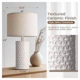 PARTPHONER 23' Modern Ceramic Table Lamp Set of 2, Table Lamps for Living Room, Rustic Farmhouse Bedside Lamps Nightstand lamp for Bedroom, White Desk Lamp for End Table Home Decor Beige