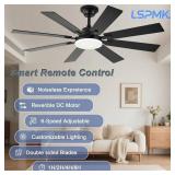 Ceiling Fans with Lights, 52 Inch Ceiling Fan with Light and Remote Control, Reversible DC Motor, 3CCT, Dimmable, Timer, Noiseless, Black Ceiling Fan for Bedroom Living Room, Indoor/Outdoor Use
