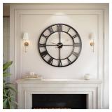 Vantic 32 Inch Large Wall Clock, Roman Numeral Metal Oversized Wall Clocks for Living Room Decor, Bedroom and Kitchen, Completely Silent, Non Ticking, Battery Operated