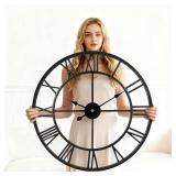 Vantic 32 Inch Large Wall Clock, Roman Numeral Metal Oversized Wall Clocks for Living Room Decor, Bedroom and Kitchen, Completely Silent, Non Ticking, Battery Operated