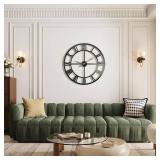 Vantic 32 Inch Large Wall Clock, Roman Numeral Metal Oversized Wall Clocks for Living Room Decor, Bedroom and Kitchen, Completely Silent, Non Ticking, Battery Operated