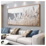 Framed Wall Art Artwork Decor Nature Canvas Painting ReedSeascape Wall Decor for Bedroom Living Room Decoration Home Kitchen Office 24' x 48'