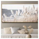 Framed Wall Art Artwork Decor Nature Canvas Painting ReedSeascape Wall Decor for Bedroom Living Room Decoration Home Kitchen Office 24' x 48'