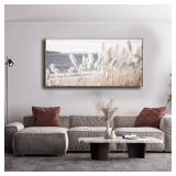 Framed Wall Art Artwork Decor Nature Canvas Painting ReedSeascape Wall Decor for Bedroom Living Room Decoration Home Kitchen Office 24' x 48'