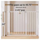 InnoTruth 29.5 40.75' Baby Gate for Stairs, 30' Tall Dog Gates for Doorways & Hallways, Safety Gate for Kids & Pets, Pressure-Mounted Walk-Through with Dual Lock & 2-Way Swing, White