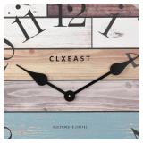 CLXEAST 24 Inch Multicolor Woodgrain Shiplap Wall Clocks for Living Room Decor, Large Farmhouse Wall Clock,Coastal Beach Nautical Style,Spring Decor