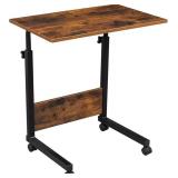 Henf Mobile Sofa Side Table Rolling Bed Table Snack Table, Height Adjustable Portable Laptop Computer Stand Desks Breakfast Tray Table with Wheels for Living Room Bedroom, Rustic Brown