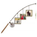Young's Inc Wood Fishing Pole Triple Photo Frame   Rustic Lake House Wall Fish Decor with Hanging 4x4 Frames, Lodge & Woodland Cabin Accent for Fishermen, Outdoor Enthusiasts, and Family Memories