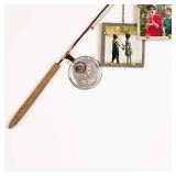 Young's Inc Wood Fishing Pole Triple Photo Frame   Rustic Lake House Wall Fish Decor with Hanging 4x4 Frames, Lodge & Woodland Cabin Accent for Fishermen, Outdoor Enthusiasts, and Family Memories